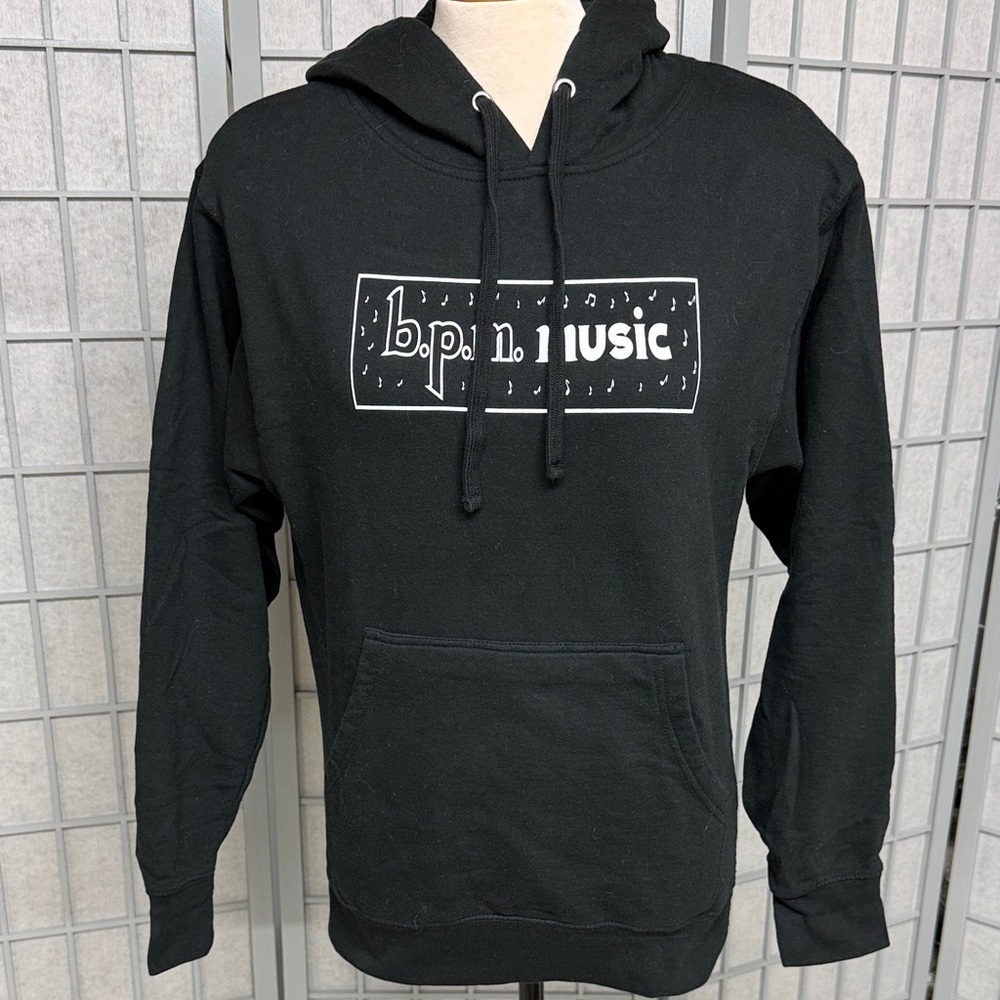 Independent Trading Company, Black Hoodie with Music Logo, Mens Small